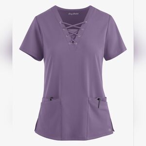 Easy Stretch Butter Soft Scrup Top Uniform Purple Size XL